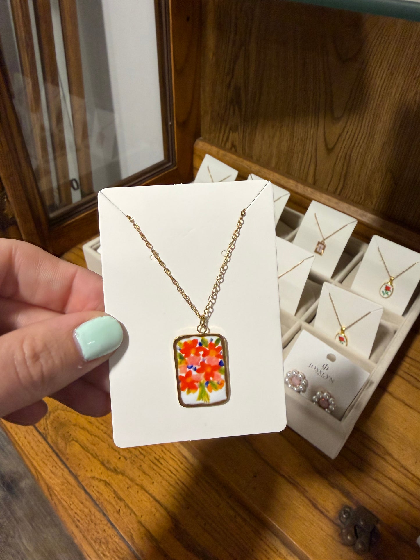 Rectangle Floral Necklace