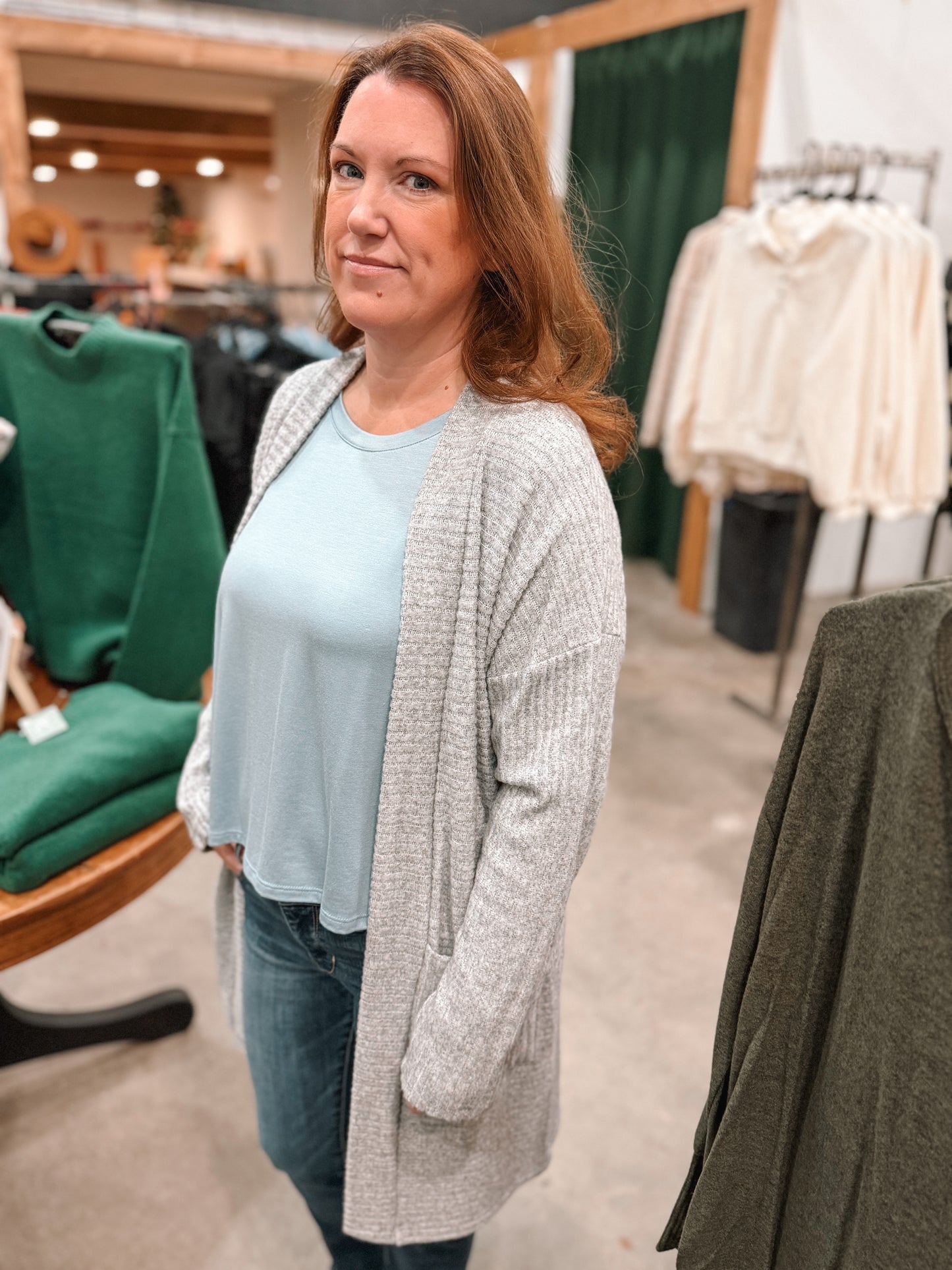 Cardigan w/ Pockets - Grey