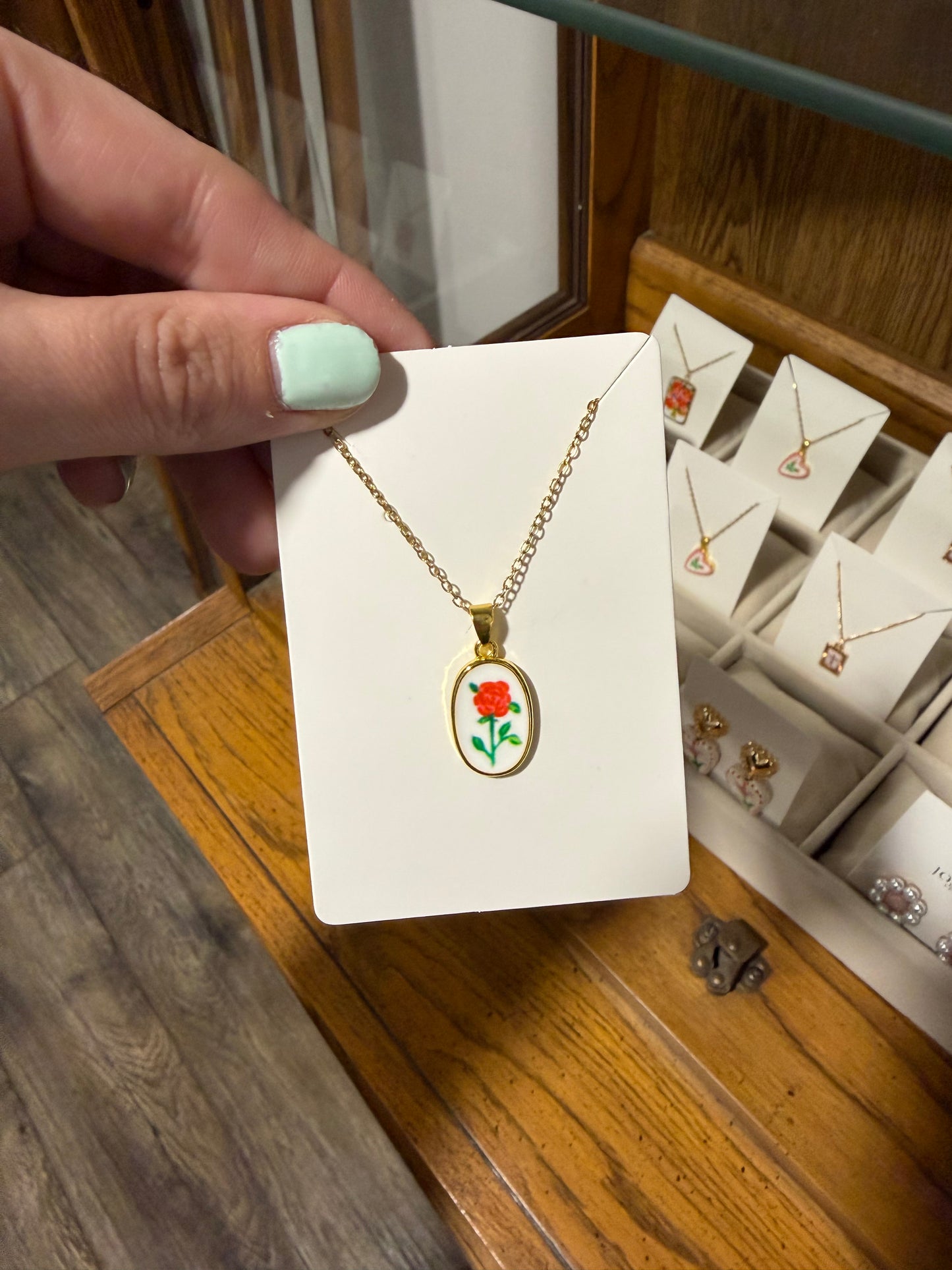 Oval Floral Necklace