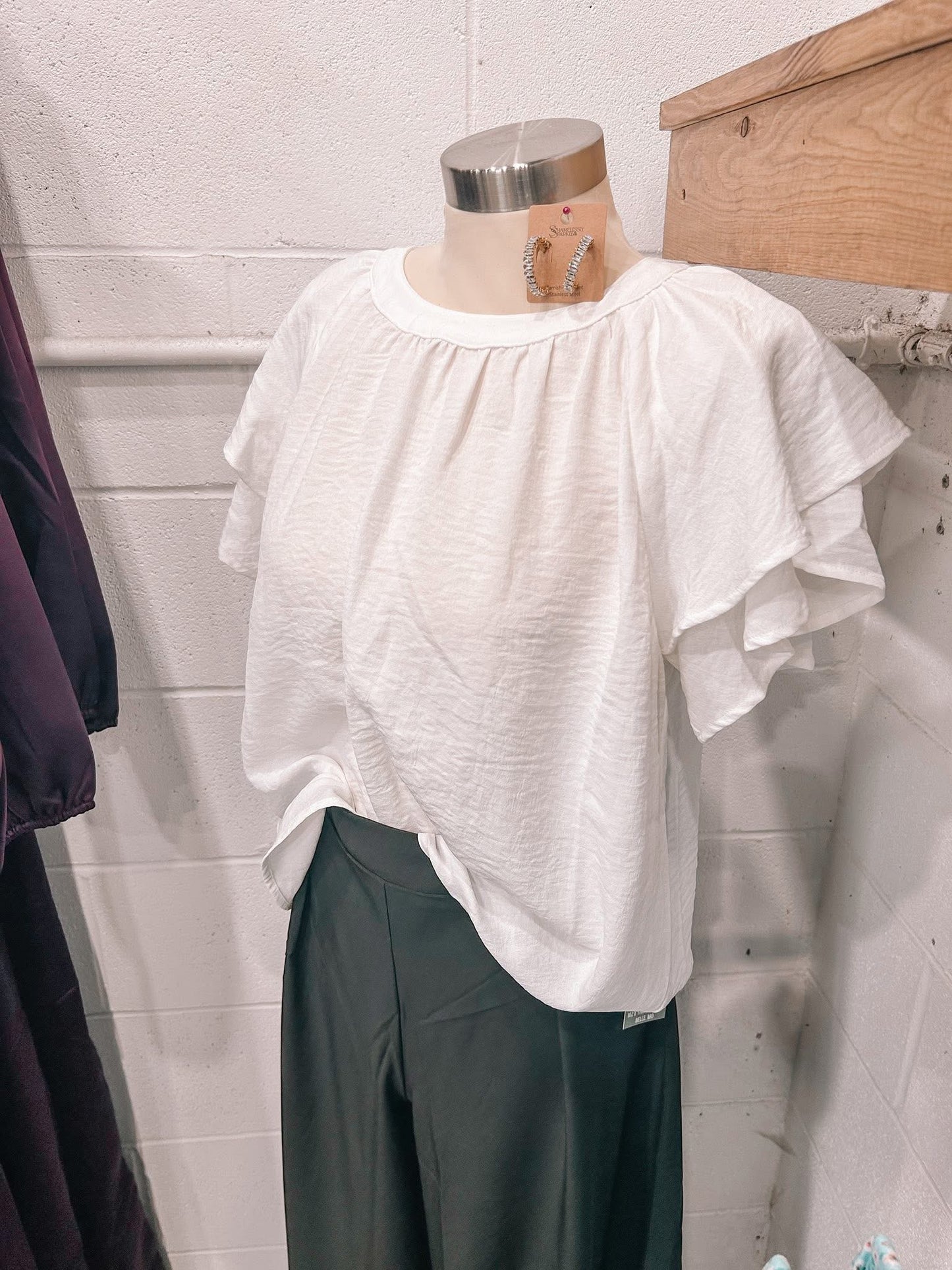 White Flounce Top
