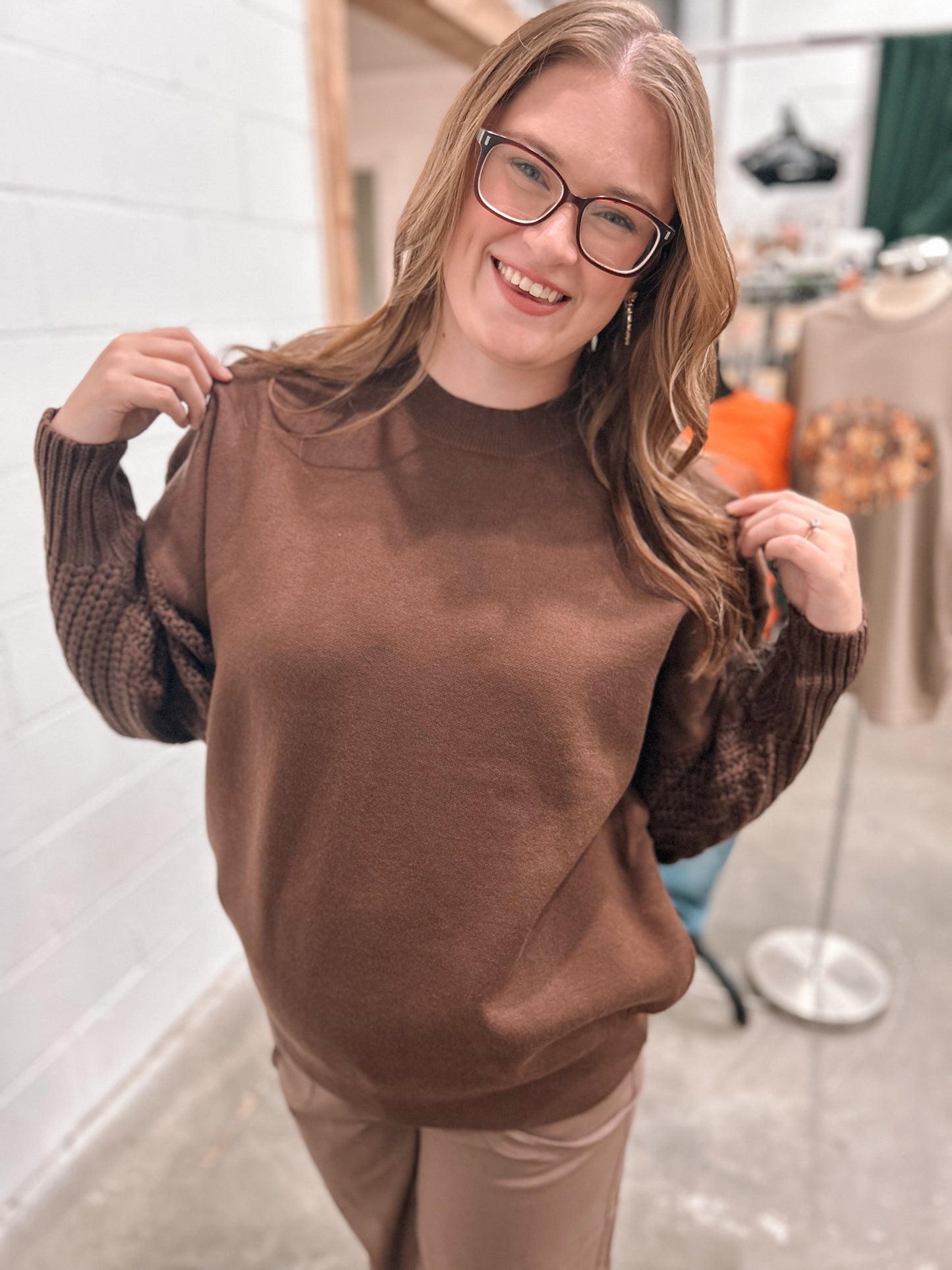 Cable Knit Sleeve Sweater