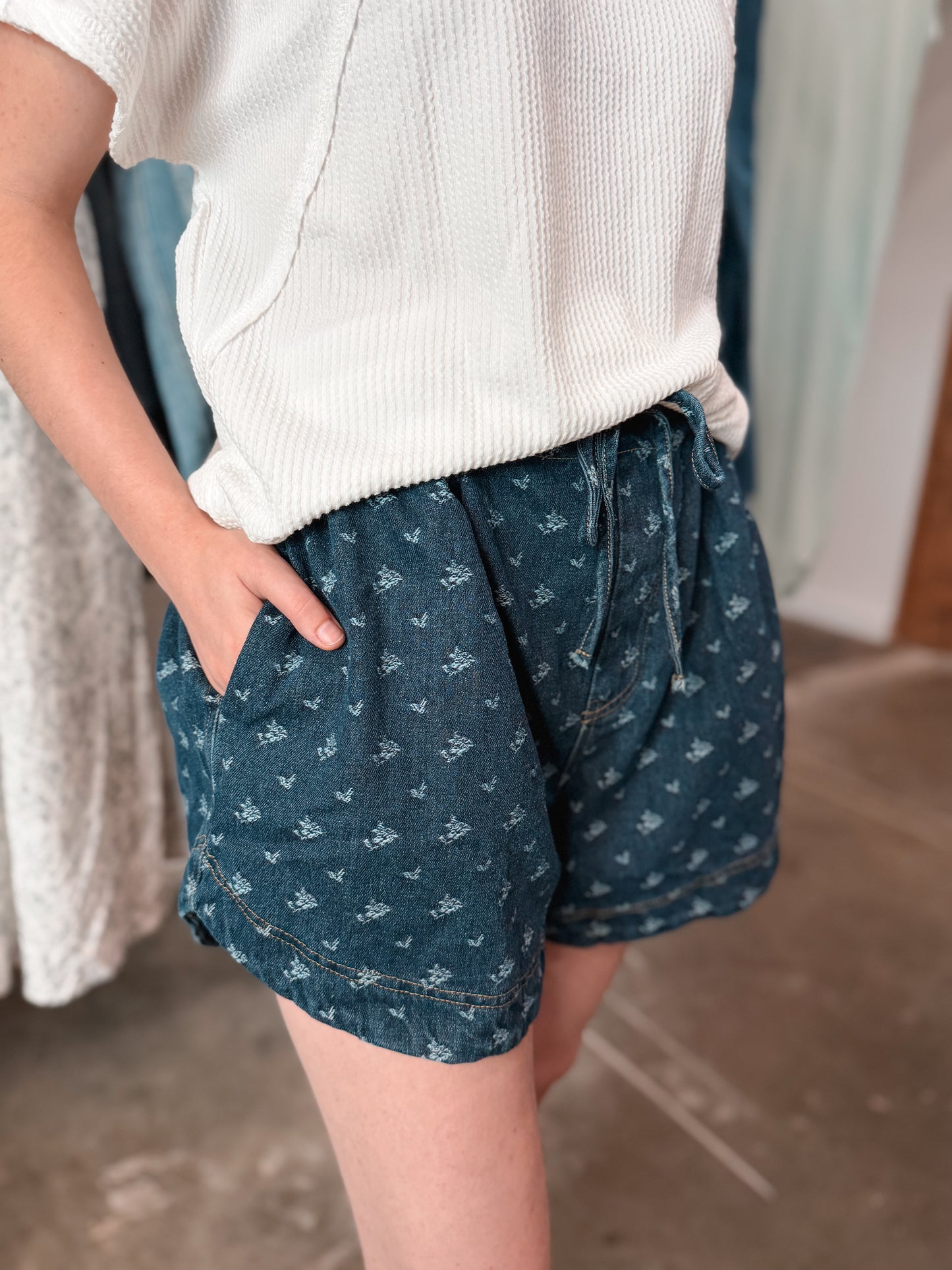 Floral Denim Shorts