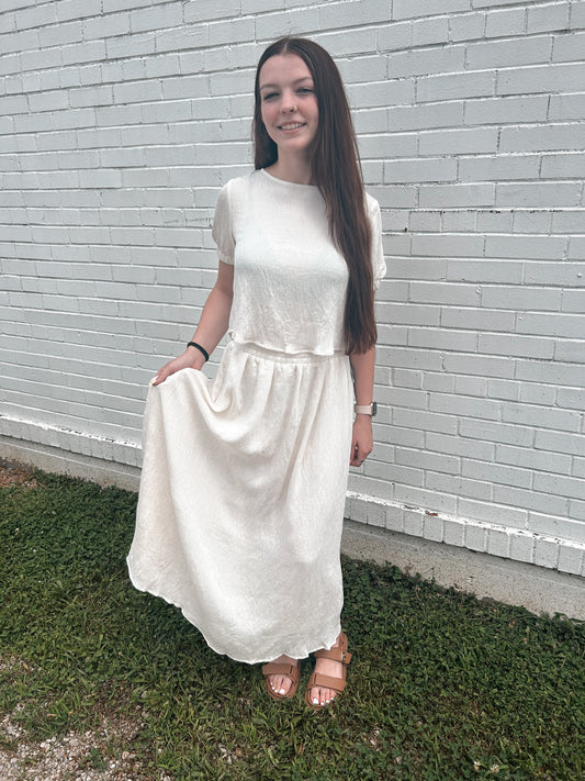 Crinkle Knit Midi Skirt