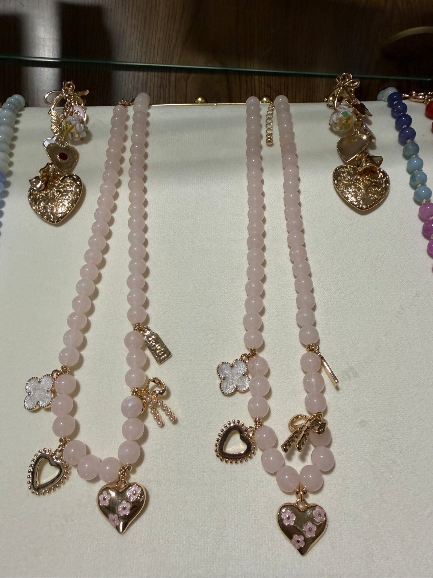 Pink Stone Charm Necklace