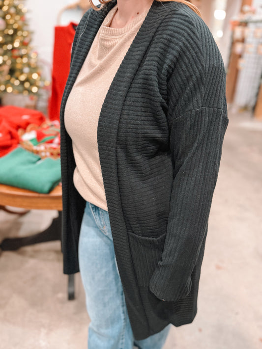 Cardigan w/ Pockets - Black