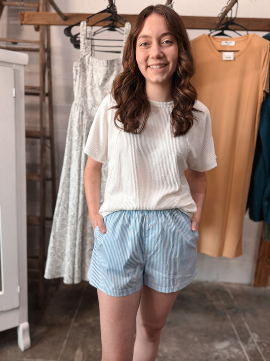 Blue Striped Shorts
