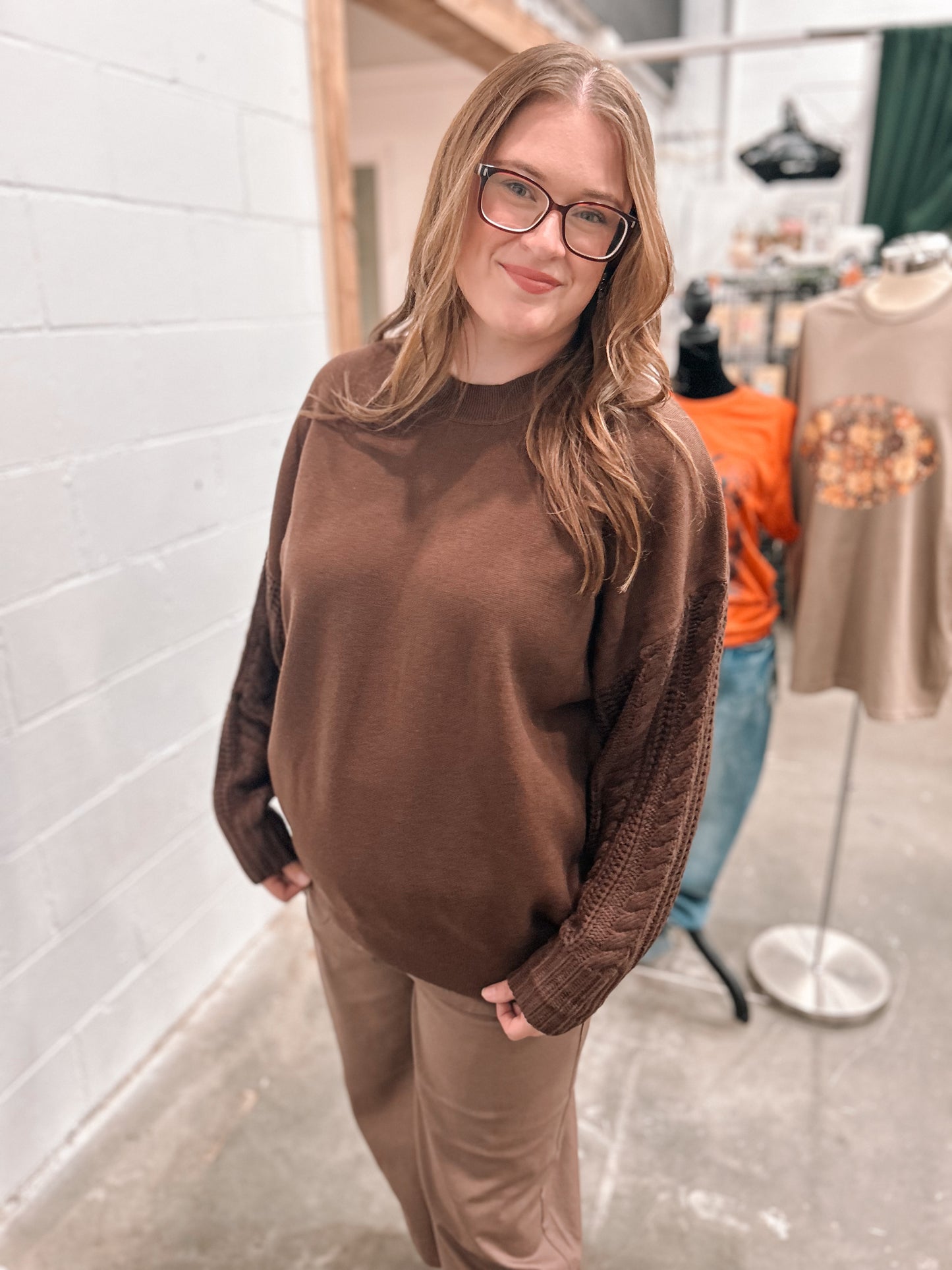 Cable Knit Sleeve Sweater