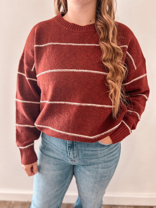 Burgondy Stripe Sweater