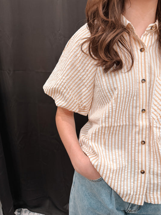 Button Up Puff Sleeve