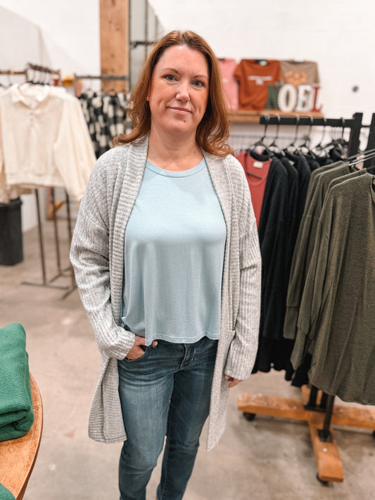 Cardigan w/ Pockets - Grey