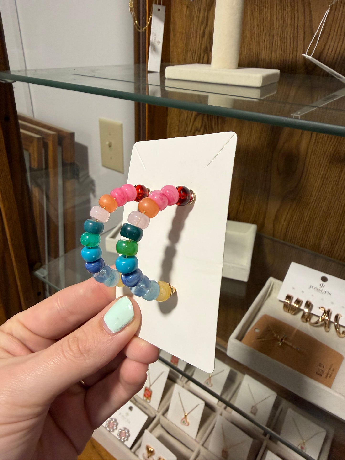 Rainbow Beaded Hoops