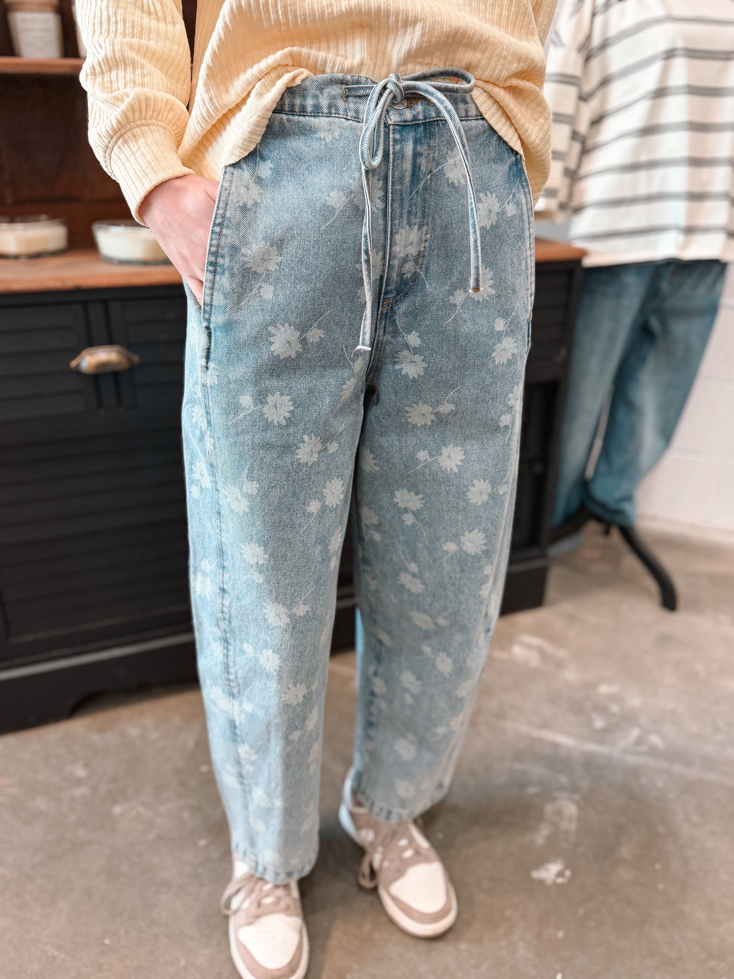 Floral Print Denim