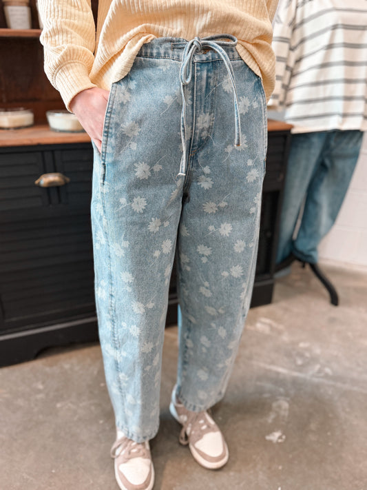 Floral Print Denim
