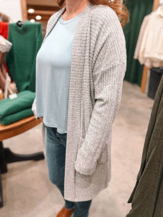 Cardigan w/ Pockets - Grey