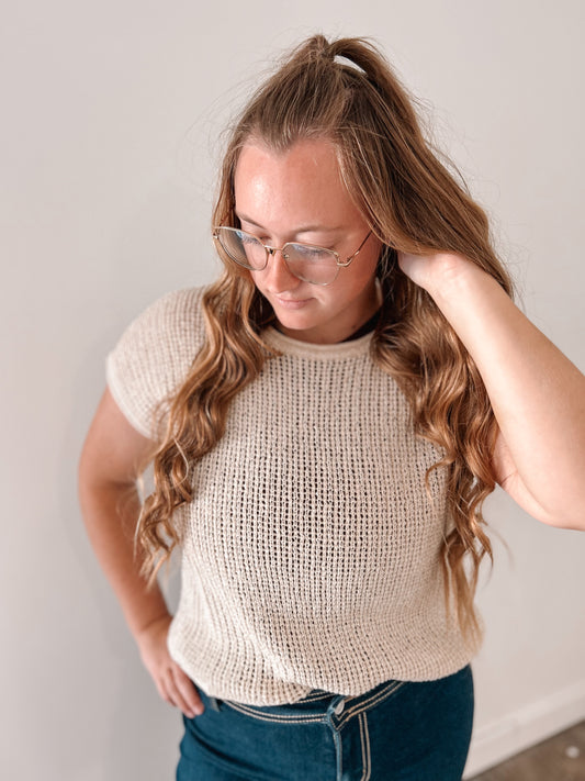 Crochet Knit Pullover Sweater