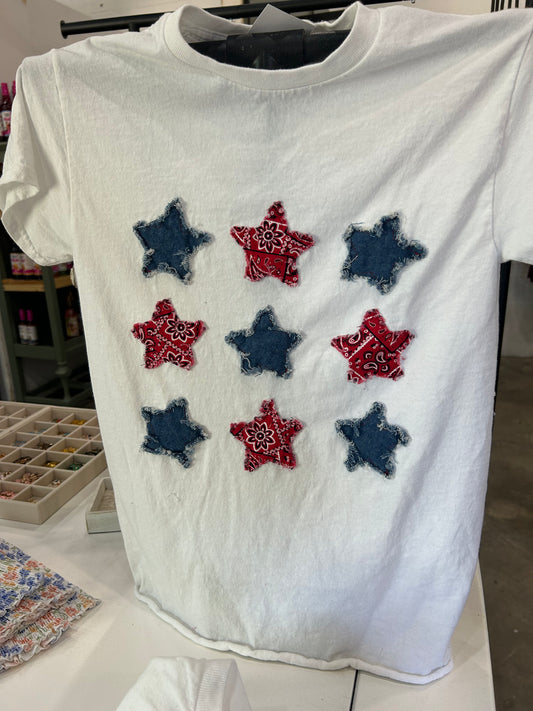 Embroidered Patriotic Star Tee